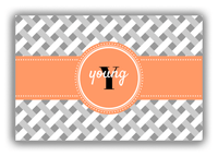 Thumbnail for Personalized Trellis Canvas Wrap & Photo Print III - Grey with Circle Ribbon Nameplate - Front View