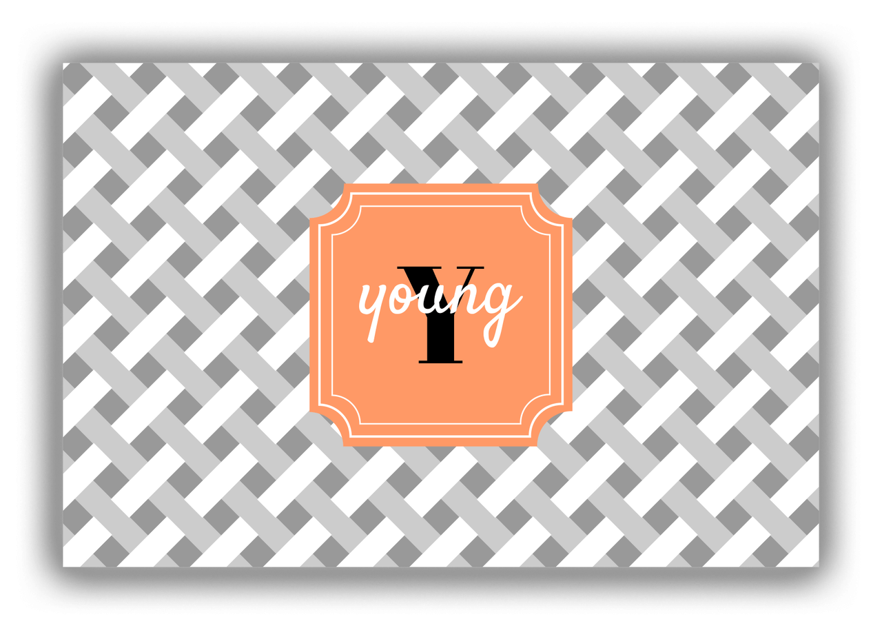 Personalized Trellis Canvas Wrap & Photo Print III - Grey with Stamp Nameplate - Front View