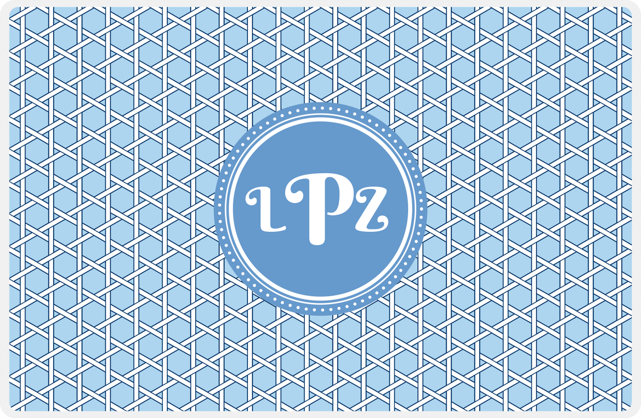 Personalized Trellis Placemat - Navy and Light Blue - Glacier Circle Frame -  View