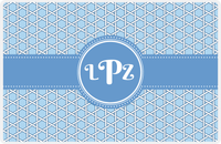 Thumbnail for Personalized Trellis Placemat - Navy and Light Blue - Glacier Circle Frame with Ribbon -  View