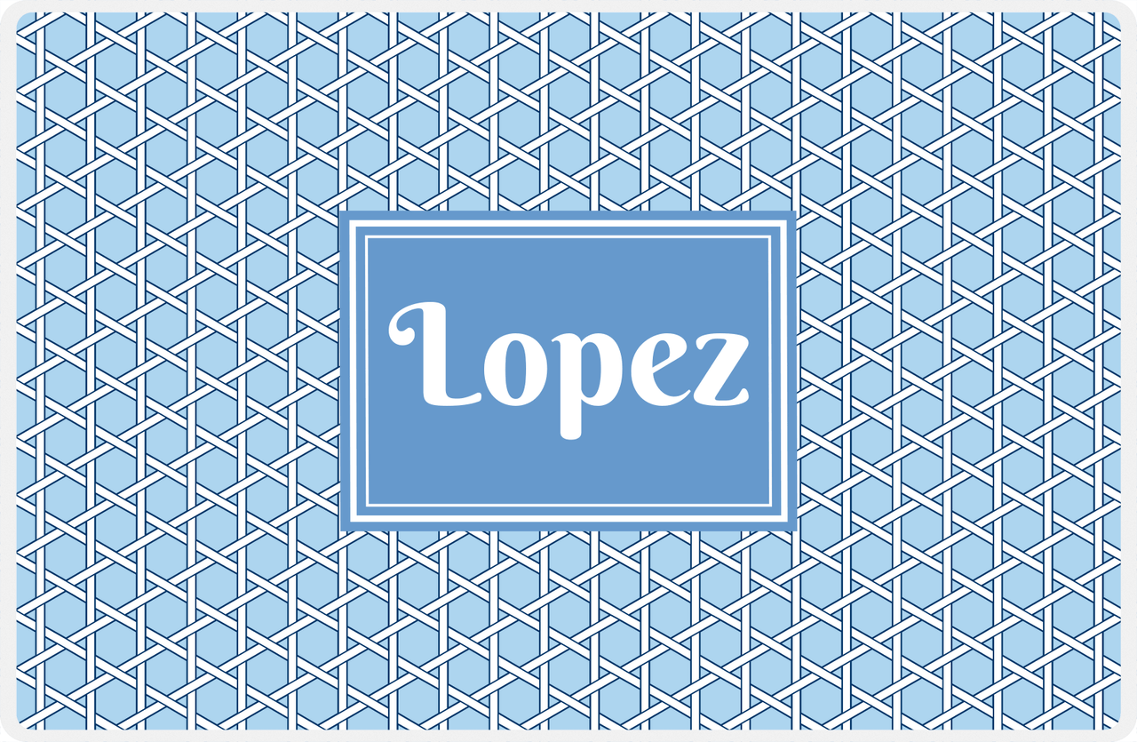 Personalized Trellis Placemat - Navy and Light Blue - Glacier Rectangle Frame -  View