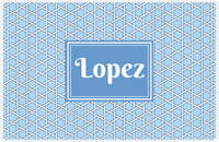 Thumbnail for Personalized Trellis Placemat - Navy and Light Blue - Glacier Rectangle Frame -  View