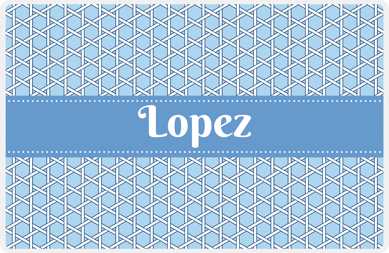 Personalized Trellis Placemat - Navy and Light Blue - Glacier Ribbon Frame -  View
