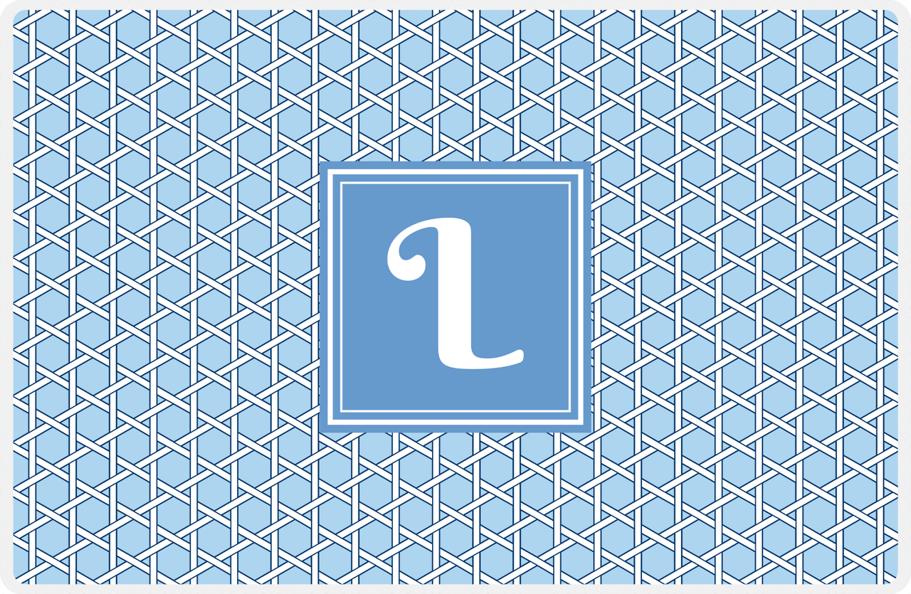 Personalized Trellis Placemat - Navy and Light Blue - Glacier Square Frame -  View
