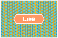 Thumbnail for Personalized Trellis Placemat - Viking Blue and Mustard - Tangerine Decorative Rectangle Frame -  View