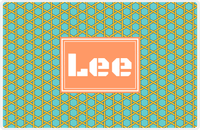 Thumbnail for Personalized Trellis Placemat - Viking Blue and Mustard - Tangerine Rectangle Frame -  View