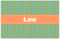 Thumbnail for Personalized Trellis Placemat - Viking Blue and Mustard - Tangerine Ribbon Frame -  View