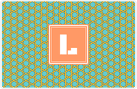 Thumbnail for Personalized Trellis Placemat - Viking Blue and Mustard - Tangerine Square Frame -  View