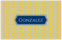 Thumbnail for Personalized Trellis Placemat - Navy and Mustard - Navy Decorative Rectangle Frame -  View