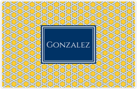 Thumbnail for Personalized Trellis Placemat - Navy and Mustard - Navy Rectangle Frame -  View