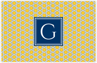 Thumbnail for Personalized Trellis Placemat - Navy and Mustard - Navy Square Frame -  View