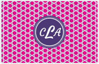 Thumbnail for Personalized Trellis Placemat - Hot Pink and White - Indigo Circle Frame -  View