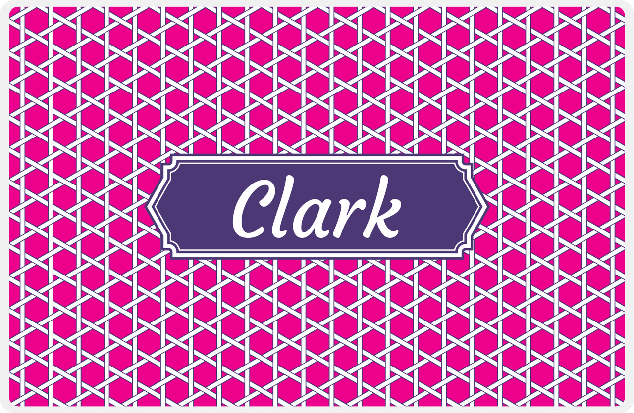 Personalized Trellis Placemat - Hot Pink and White - Indigo Decorative Rectangle Frame -  View