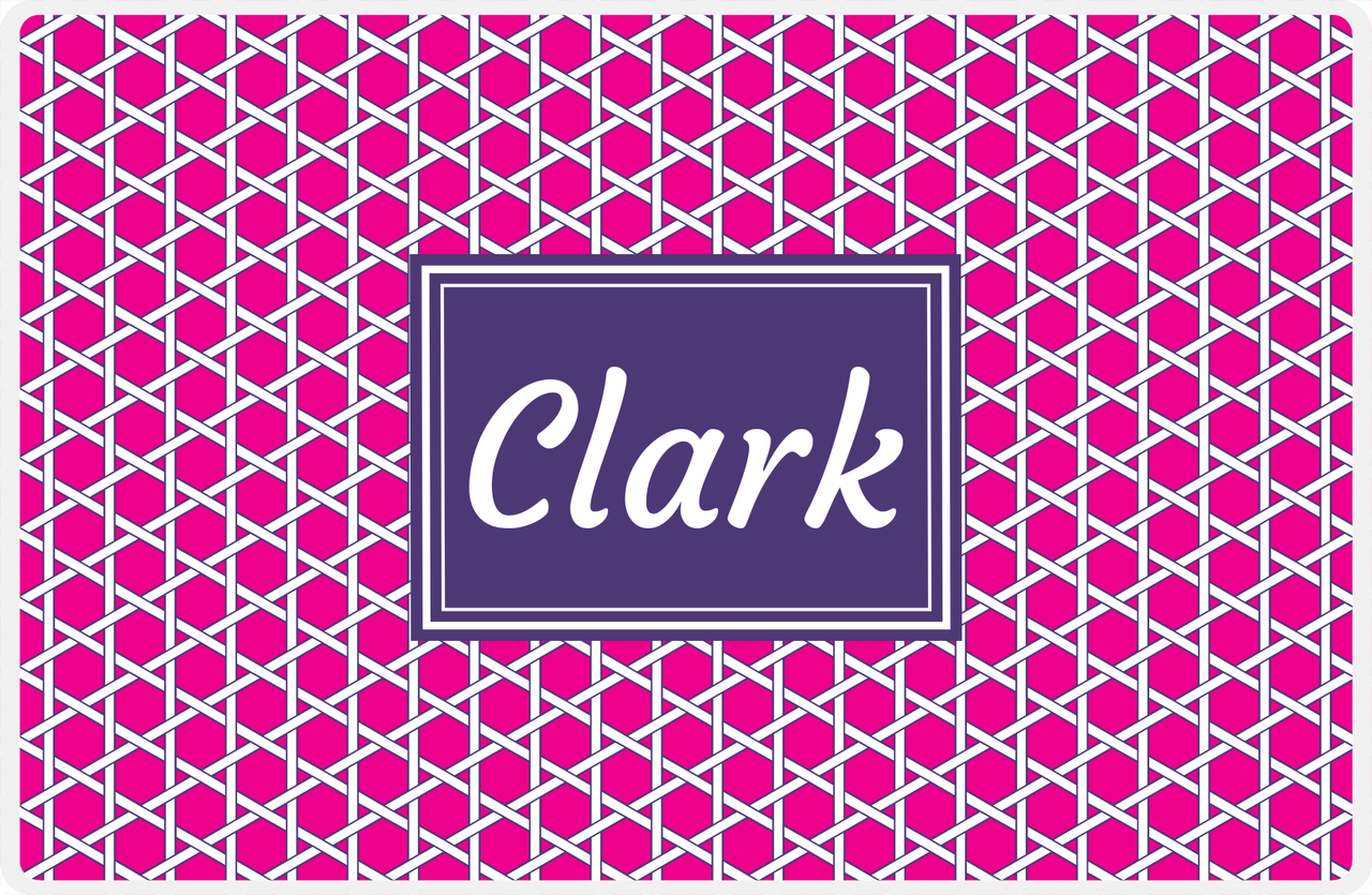 Personalized Trellis Placemat - Hot Pink and White - Indigo Rectangle Frame -  View