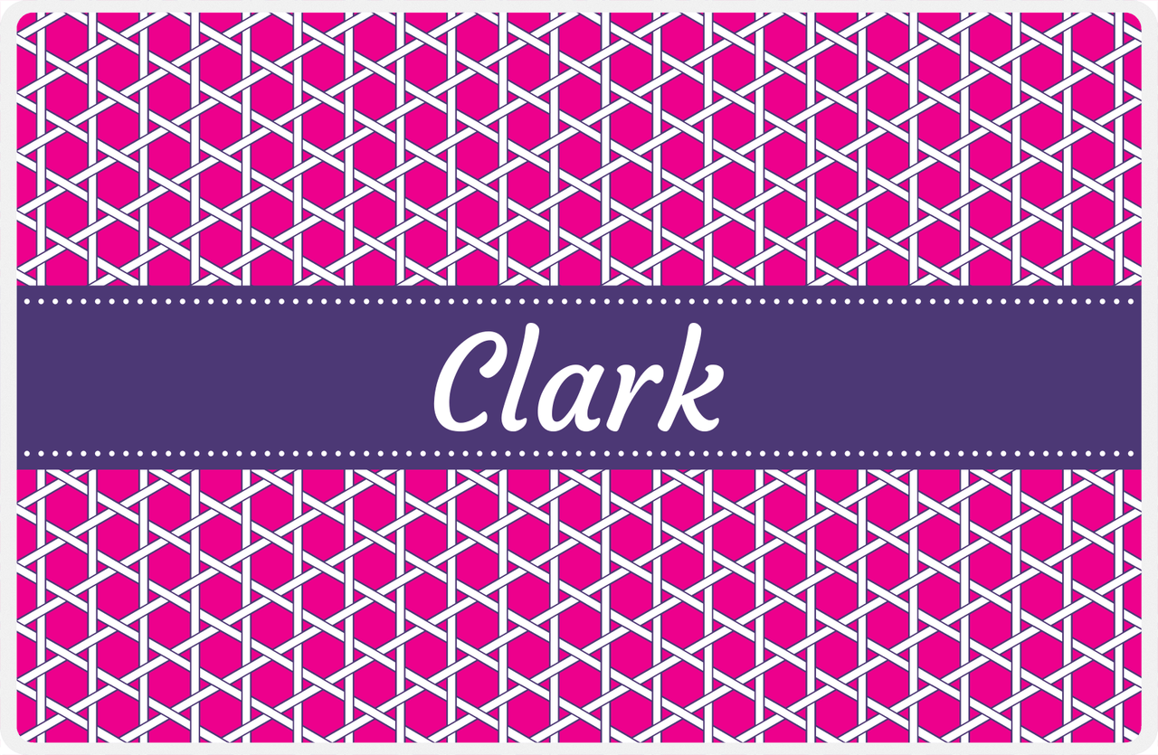 Personalized Trellis Placemat - Hot Pink and White - Indigo Ribbon Frame -  View