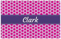 Thumbnail for Personalized Trellis Placemat - Hot Pink and White - Indigo Ribbon Frame -  View