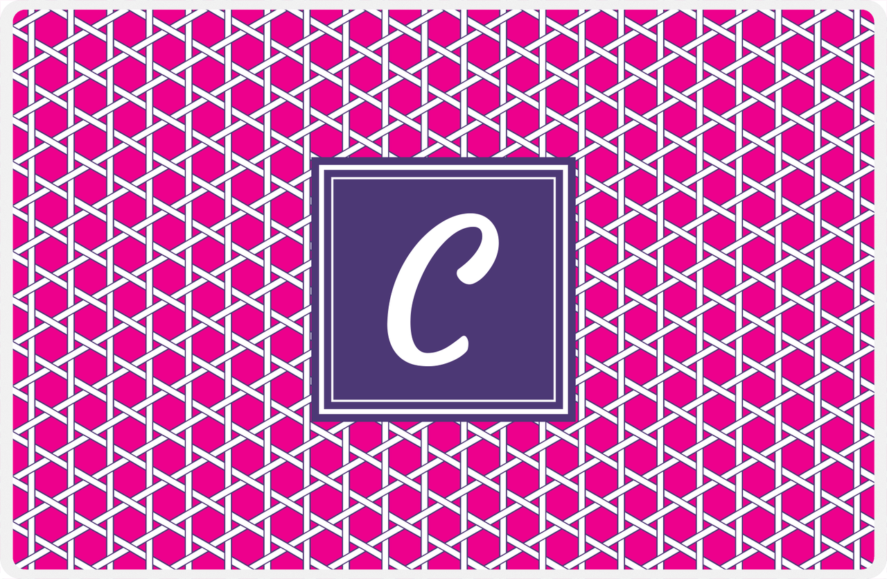 Personalized Trellis Placemat - Hot Pink and White - Indigo Square Frame -  View