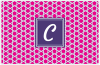 Thumbnail for Personalized Trellis Placemat - Hot Pink and White - Indigo Square Frame -  View