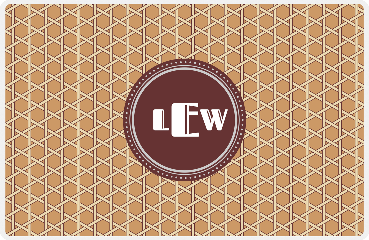 Personalized Trellis Placemat - Light Brown and Champagne - Brown Circle Frame -  View