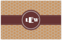 Thumbnail for Personalized Trellis Placemat - Light Brown and Champagne - Brown Circle Frame with Ribbon -  View