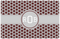 Thumbnail for Personalized Trellis Placemat - Brown and White - Light Grey Circle Frame with Ribbon -  View
