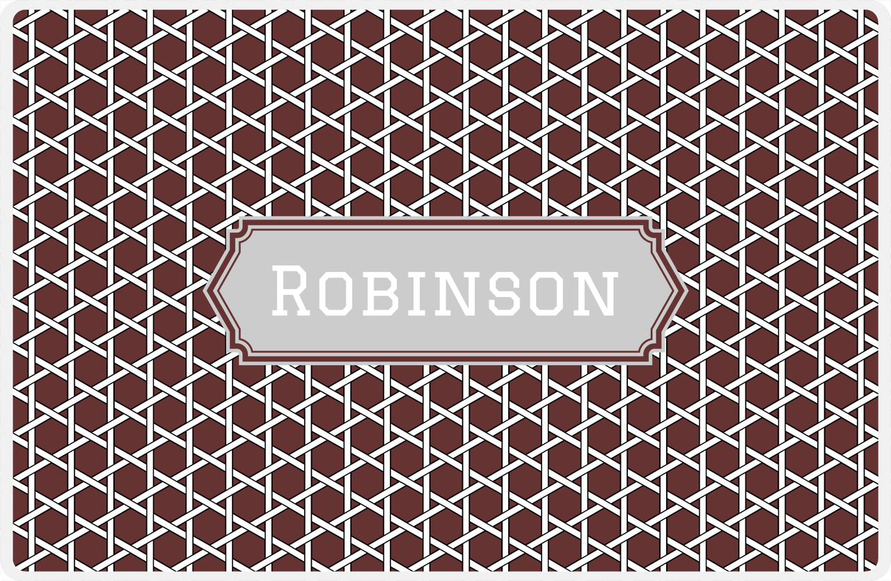 Personalized Trellis Placemat - Brown and White - Light Grey Decorative Rectangle Frame -  View