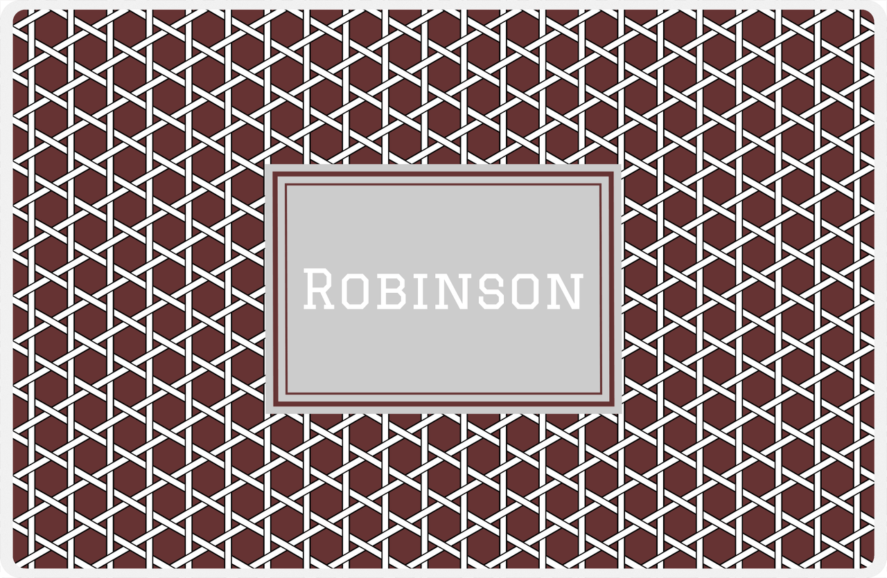 Personalized Trellis Placemat - Brown and White - Light Grey Rectangle Frame -  View