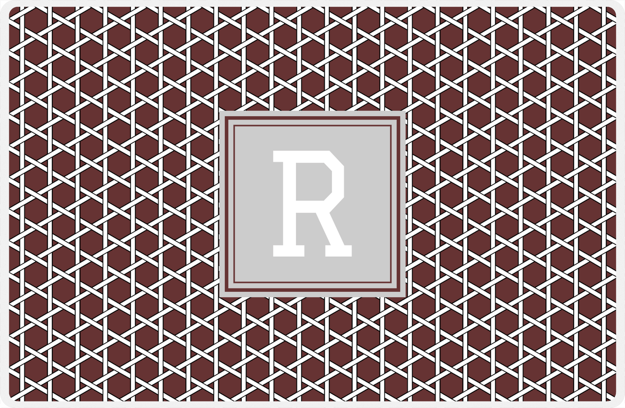 Personalized Trellis Placemat - Brown and White - Light Grey Square Frame -  View