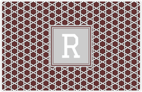 Thumbnail for Personalized Trellis Placemat - Brown and White - Light Grey Square Frame -  View