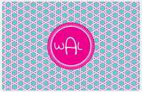 Thumbnail for Personalized Trellis Placemat - Viking Blue and White - Hot Pink Circle Frame -  View