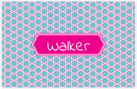 Thumbnail for Personalized Trellis Placemat - Viking Blue and White - Hot Pink Decorative Rectangle Frame -  View