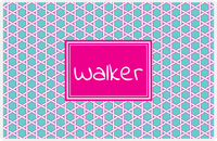 Thumbnail for Personalized Trellis Placemat - Viking Blue and White - Hot Pink Rectangle Frame -  View