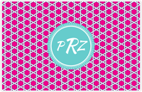 Thumbnail for Personalized Trellis Placemat - Hot Pink and White - Viking Blue Circle Frame -  View