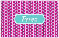 Thumbnail for Personalized Trellis Placemat - Hot Pink and White - Viking Blue Decorative Rectangle Frame -  View