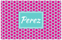 Thumbnail for Personalized Trellis Placemat - Hot Pink and White - Viking Blue Rectangle Frame -  View
