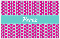 Thumbnail for Personalized Trellis Placemat - Hot Pink and White - Viking Blue Ribbon Frame -  View