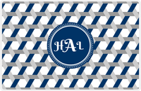 Thumbnail for Personalized Trellis II Placemat - Light Grey and White - Navy Circle Frame -  View