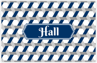 Thumbnail for Personalized Trellis II Placemat - Light Grey and White - Navy Decorative Rectangle Frame -  View