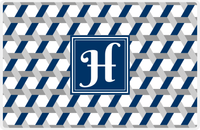 Thumbnail for Personalized Trellis II Placemat - Light Grey and White - Navy Square Frame -  View