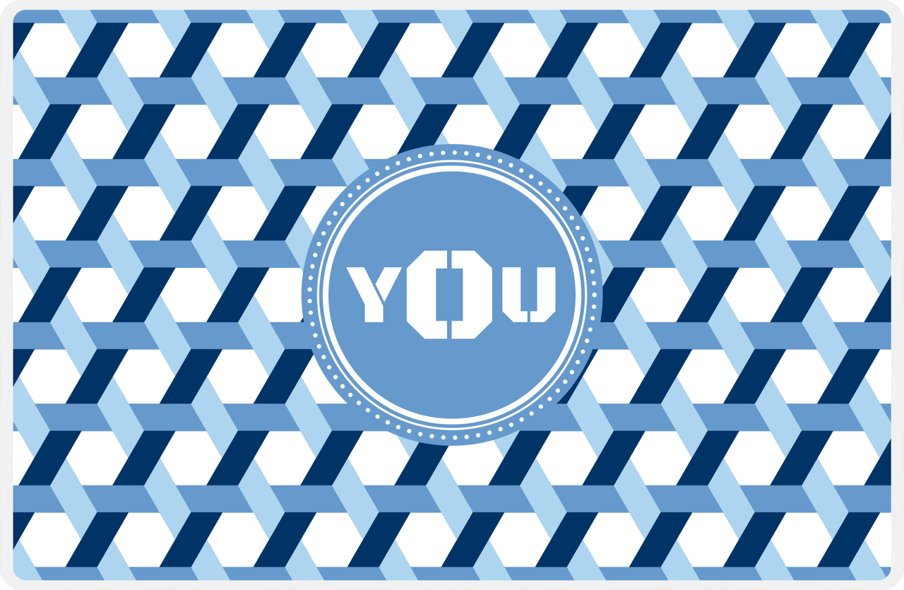 Personalized Trellis II Placemat - Navy and Light Blue - Glacier Circle Frame -  View