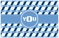 Thumbnail for Personalized Trellis II Placemat - Navy and Light Blue - Glacier Circle Frame with Ribbon -  View