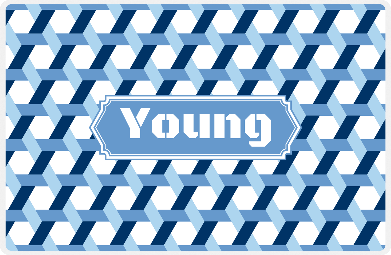 Personalized Trellis II Placemat - Navy and Light Blue - Glacier Decorative Rectangle Frame -  View
