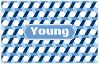Thumbnail for Personalized Trellis II Placemat - Navy and Light Blue - Glacier Decorative Rectangle Frame -  View