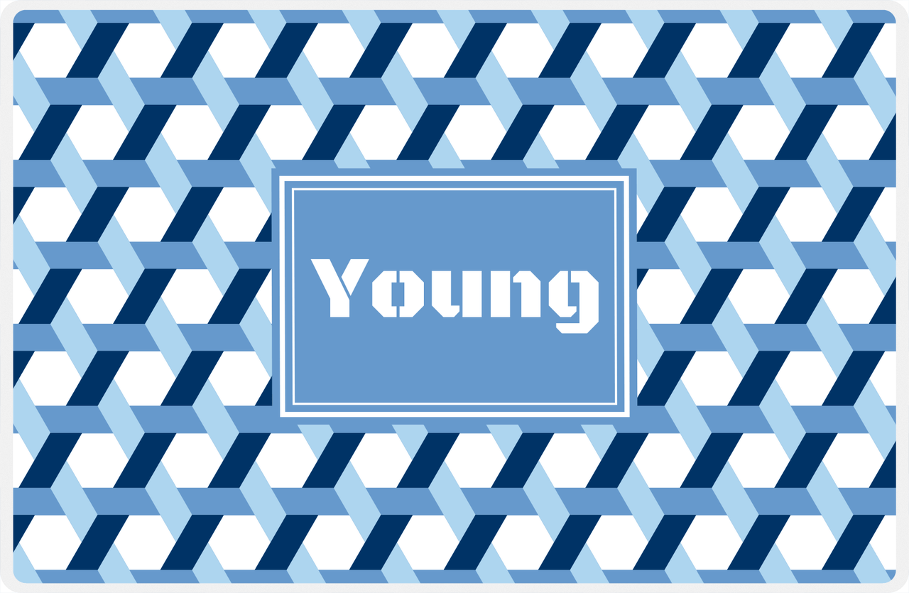 Personalized Trellis II Placemat - Navy and Light Blue - Glacier Rectangle Frame -  View