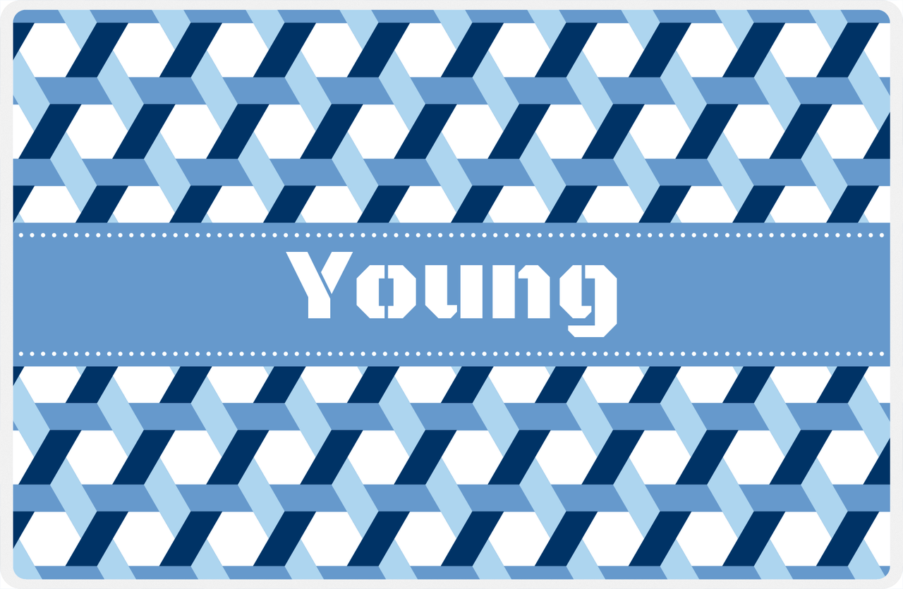 Personalized Trellis II Placemat - Navy and Light Blue - Glacier Ribbon Frame -  View