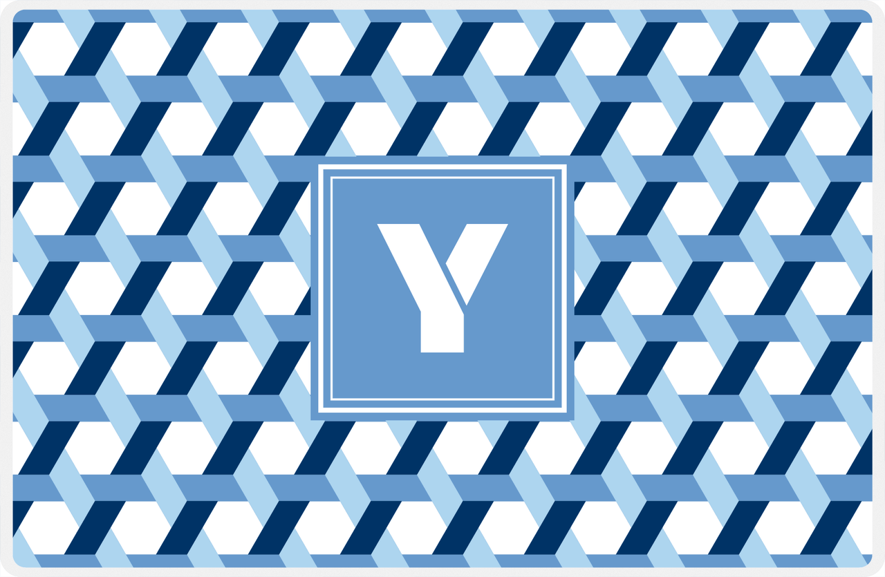 Personalized Trellis II Placemat - Navy and Light Blue - Glacier Square Frame -  View