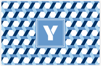 Thumbnail for Personalized Trellis II Placemat - Navy and Light Blue - Glacier Square Frame -  View