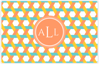 Thumbnail for Personalized Trellis II Placemat - Viking Blue and Mustard - Tangerine Circle Frame -  View