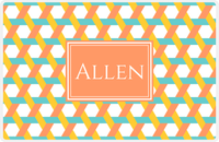 Thumbnail for Personalized Trellis II Placemat - Viking Blue and Mustard - Tangerine Rectangle Frame -  View