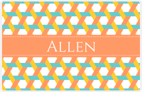 Thumbnail for Personalized Trellis II Placemat - Viking Blue and Mustard - Tangerine Ribbon Frame -  View